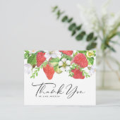Watercolor Strawberry Summer Wedding Vielen Dank Postkarte (Stehend Vorderseite)