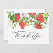 Watercolor Strawberry Summer Wedding Vielen Dank Postkarte (Vorne/Hinten)