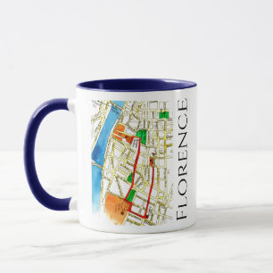 Watercolor Street Map Florenz Italien Tasse