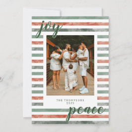 Watercolor Streifen Moderne Weihnachtsfotokarte Einladung