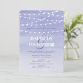 Watercolor String Lights Hochzeit Einladung (Stehend Vorderseite)