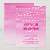 Watercolor String Lights Hochzeit Einladung (Vorne/Hinten)