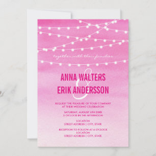 Watercolor String Lights Hochzeit Einladung