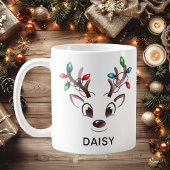 Watercolor String Lights Reindeer Custom Name Kaffeetasse