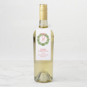 Watercolor Strip Bow Wreath Monogramm Weihnachten Flaschenanhänger (Auf Flasche)