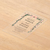 Watercolor Striped Red Bow Christmas Greenery Acryleinladungen (Ablage )