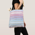 Watercolor Stripes Blue Purple Pink Summertime Tasche<br><div class="desc">Watercolor stripes in shades of blue,  purple,  and pink with faux gold stripes between them decorate this reusable tote bag. Great for hauling your summer time gear or for grocery shopping all year.  AI generated by IveyCottage.</div>