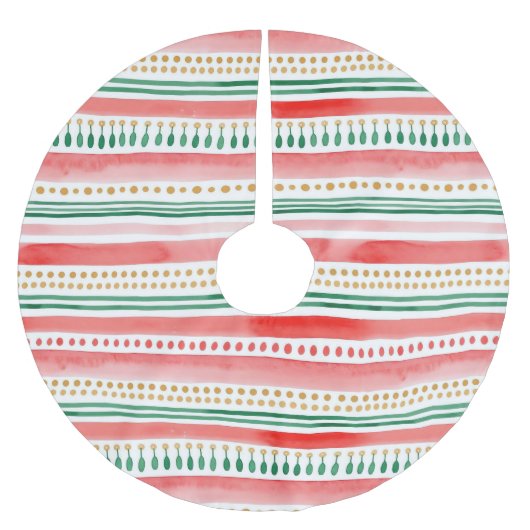 Watercolor Stripes & Dots Polyester Weihnachtsbaumdecke (Vorderseite)