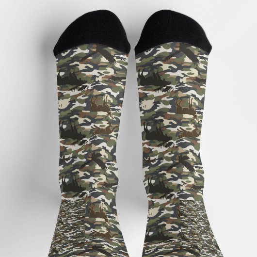 Watercolor Style Camouflage Camo with Animals Socken (Oben)
