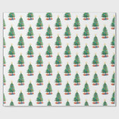 Watercolor Style Christmas Trees and Gifts Pattern Geschenkpapier (Flach)