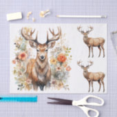 Watercolor Style Illustrations of Male Deer Bucks Seidenpapier (Handwerk)