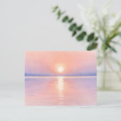 Watercolor Style Sun - Seascape Art Postkarte (Stehend Vorderseite)