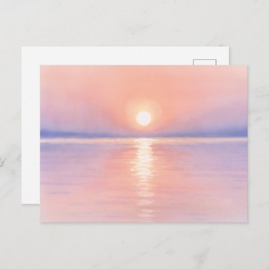 Watercolor Style Sun - Seascape Art Postkarte (Vorne/Hinten)