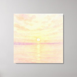 Watercolor Style Sunset Over Sea Art Leinwanddruck