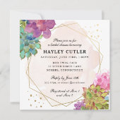 Watercolor Succulator Gold Terrarium Brautparty Einladung (Vorderseite)