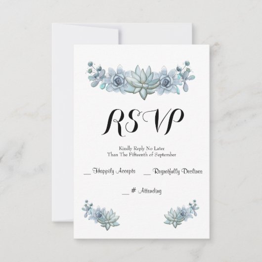 Watercolor Succulent & Blume Wedding RSVP Card (Vorderseite)