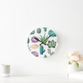 Watercolor Succulent Cactus Pattern Runde Wanduhr (Zuhause)