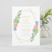 Watercolor Succulent Terrarium Wedding Einladung (Stehend Vorderseite)