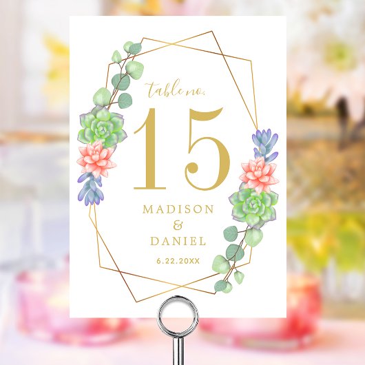 Watercolor Succulent Terrarium Wedding Tischnummer