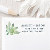 Watercolor Succulent Wedding Rücksendeadressen-Auf (Insitu)