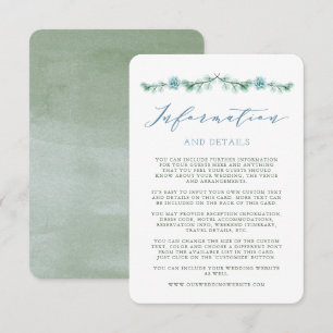 Watercolor Succulents Garden Wedding Info Card Einladung