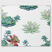 Watercolor succulents seamless pattern, echeveria  geschenkpapier (Flach)