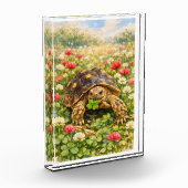 Watercolor Sulcata Tortoise with lucky clover Fotoblock (Links)
