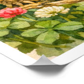 Watercolor Sulcata Tortoise with lucky clover Poster (Ecke)