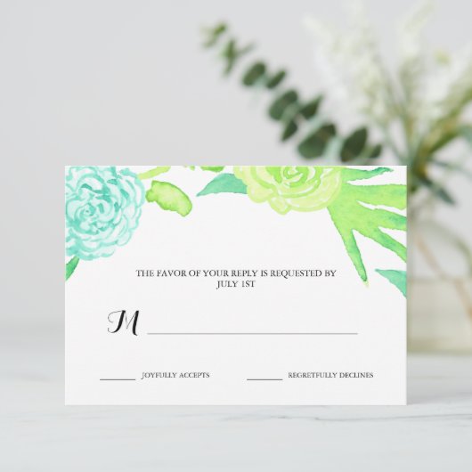 Watercolor Summer Blume Wedding RSVP (Stehend Vorderseite)
