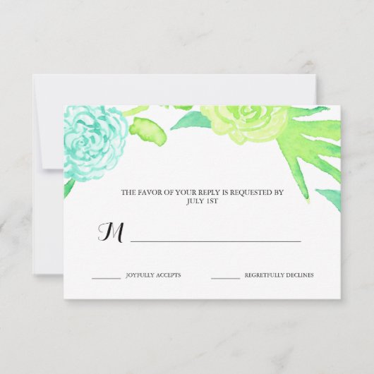 Watercolor Summer Blume Wedding RSVP Karte (Vorderseite)