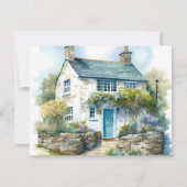 Watercolor Summer English Country Hütte Mitteilungskarte (Vorderseite)