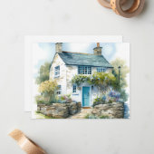 Watercolor Summer English Country Hütte Mitteilungskarte (Vorderseite/Rückseite Beispiel)