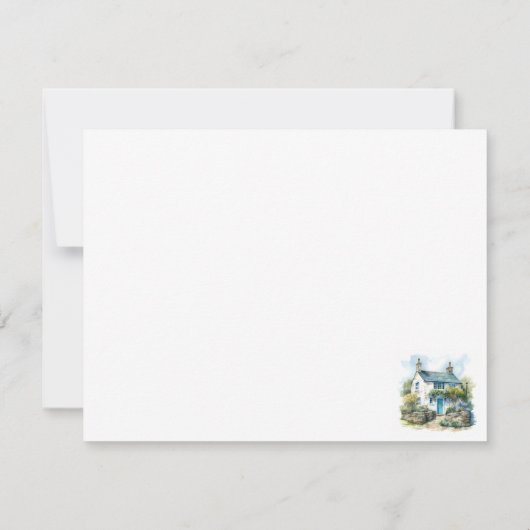 Watercolor Summer English Country Hütte Mitteilungskarte (Rückseite)