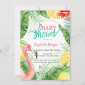 Watercolor Summer Flamingo Baby Dusche Einladung (Vorderseite)