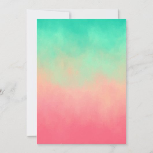 Watercolor Summer Flamingo First Birthaday Einladung (Rückseite)