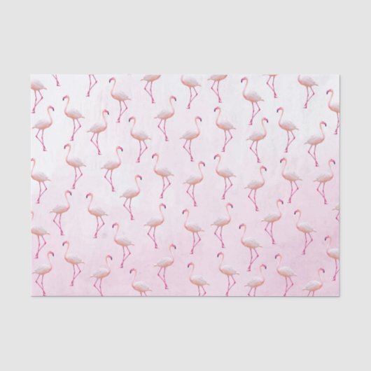 Watercolor Summer Flamingo Pattern Seidenpapier (Vorderseite)
