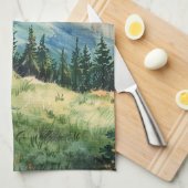Watercolor Summer Mountain Geschirrtuch (Viertel Falte)