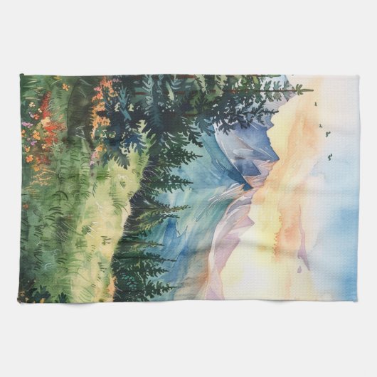 Watercolor Summer Mountain Geschirrtuch (Horizontal)