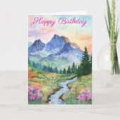 Watercolor Summer Mountain Karte (Vorderseite)