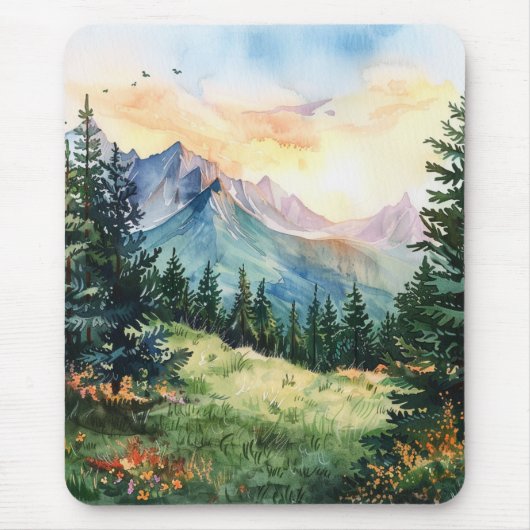 Watercolor Summer Mountain Mousepad (Vorne)