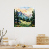 Watercolor Summer Mountain Poster (Küche)