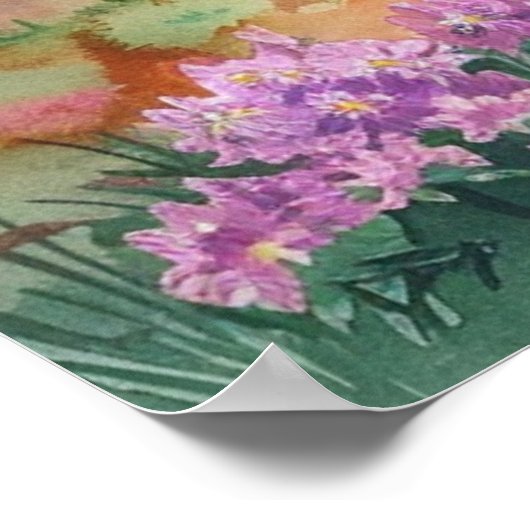 Watercolor Summer Mountain Poster (Ecke)