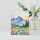 Watercolor Summer Mountain Postkarte (Stehend Vorderseite)