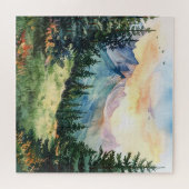 Watercolor Summer Mountain Puzzle (Horizontal)