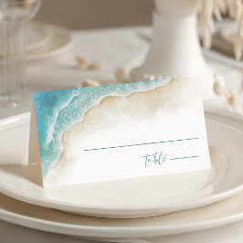 Watercolor Summer Ocean Beach Wedding Platzkarte