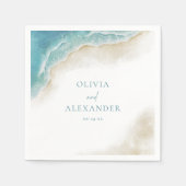Watercolor Summer Ocean Beach Wedding Serviette (Vorderseite)