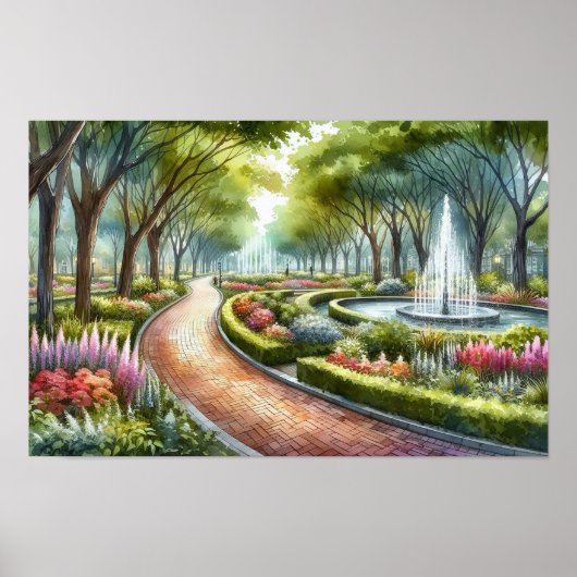 Watercolor Summer Park Scene Poster (Vorne)