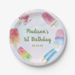 Watercolor Summer Popsiday Party Pappteller