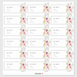 Watercolor Summer Rosen Guest Address Aufkleber
