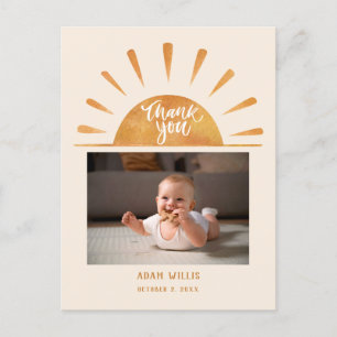 Watercolor Sun Custom Baby Foto Babydusche Danke Postkarte
